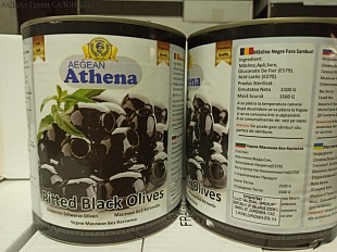 Оливки черные без косточки, "ATHENA", 3,1/1,56кг